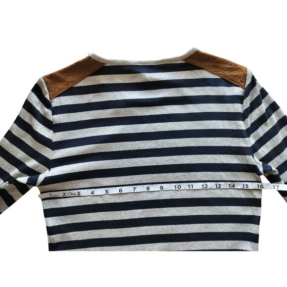 Ralph Lauren Women's Navy Blue Gray Striped Pullover Long Sleeve Top Size M - Picture 9 of 10